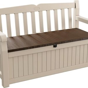 The Aucontainerz Eden Bench 265L Outdoor 60% recycled Garden Furniture Storage Box Beige
