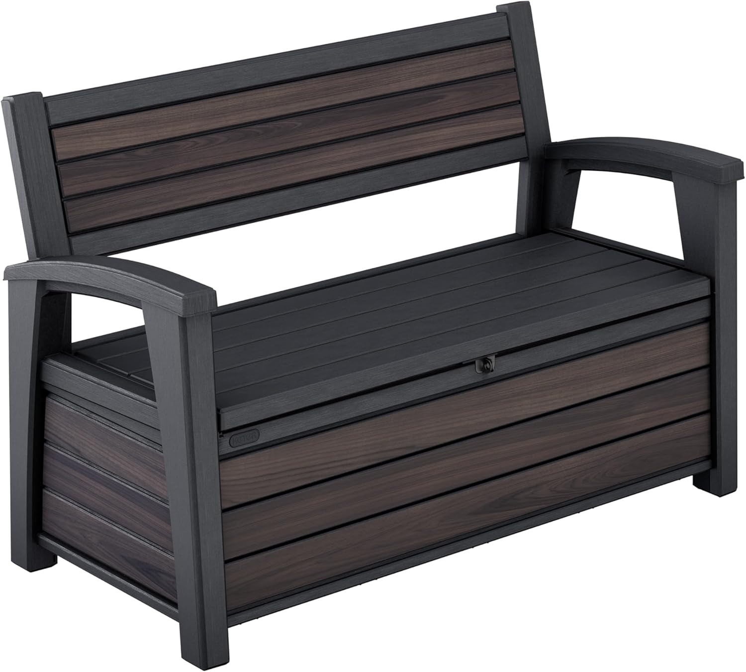 The Aucontainerz Outdoor Storage Bench 227L | Seats 2 Adults | DecoCoat Wood-Look Resin | Waterproof & Ventilated | All-Weather UV Resistant